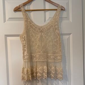 Express Lace Sleeveless Blouse - Cream
